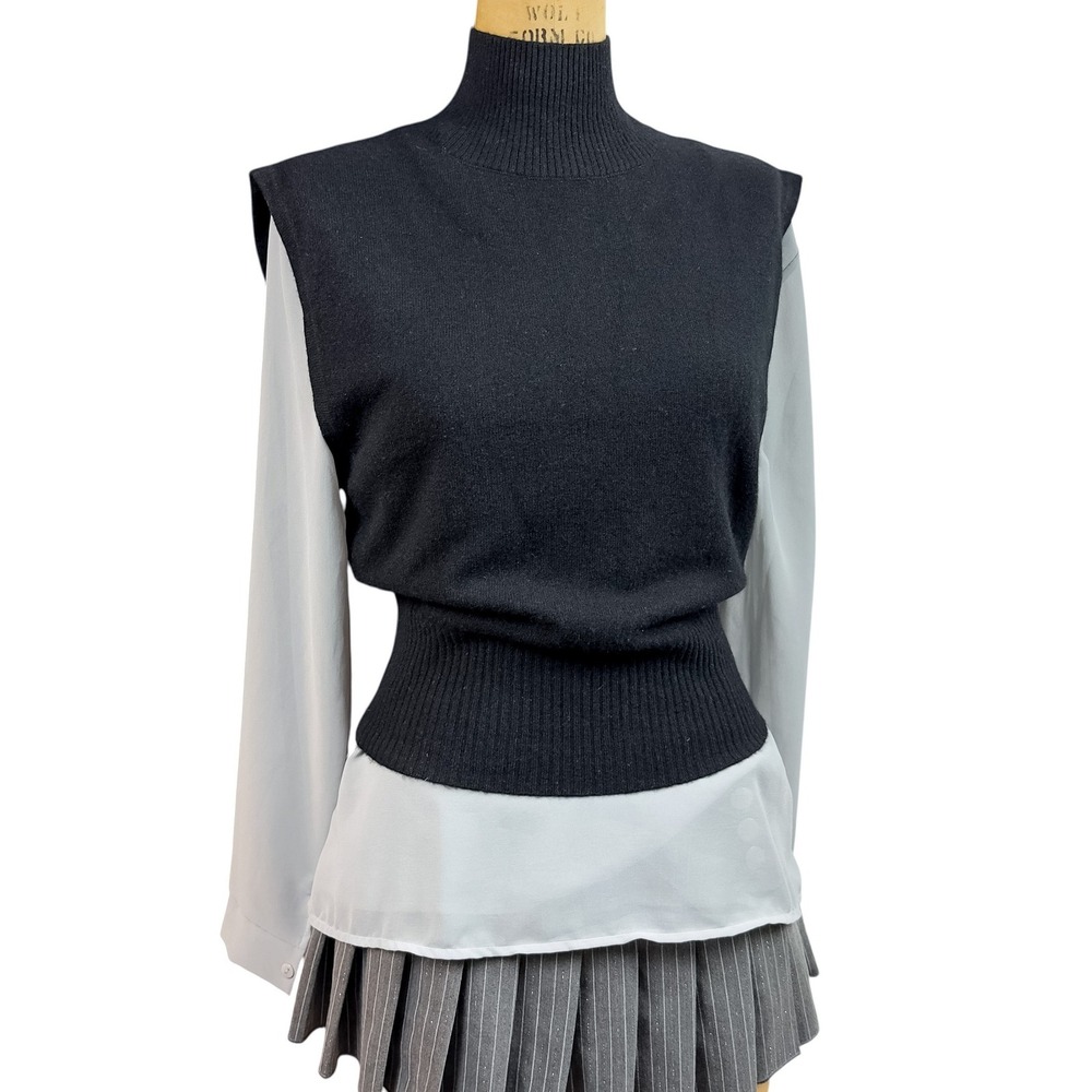 Reformation Cashmere Black Sweater Vest Ribbed Turtleneck Minimalist Luxe Small